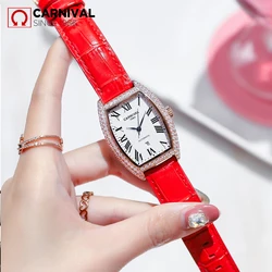 CARNIVAL-Montre mécanique de luxe pour femme, montre-bracelet habillée pour fille, saphir, mouvement automatique, étanche, marque pour femme