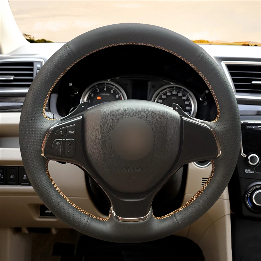 

DIY Hand-Stitched Non-slip Leather Steering Wheel Cover Wrap for Subaru Tribeca 2007-2011 Interior Accessories