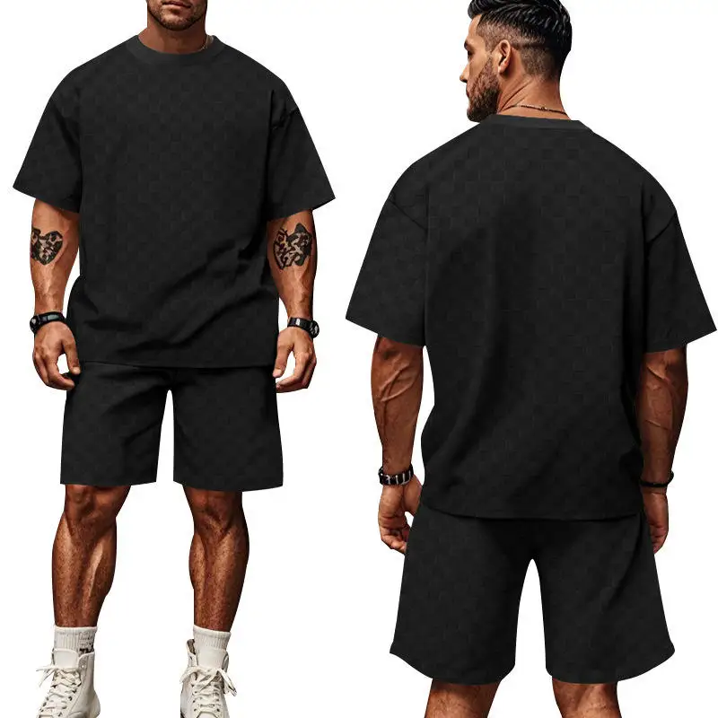 

Summer Men's Floral Short Sleeve T-Shirt And Shorts Set Large Size Two-Piece Fashionable Clothing Kit for Men