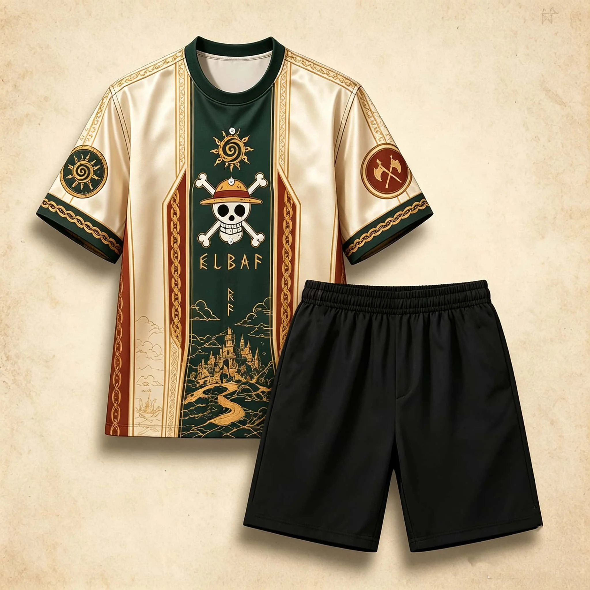 Hot selling anime Luffy adult children 3D printed breathable short sleeved shorts couple casual set single piece shirt T-shirt