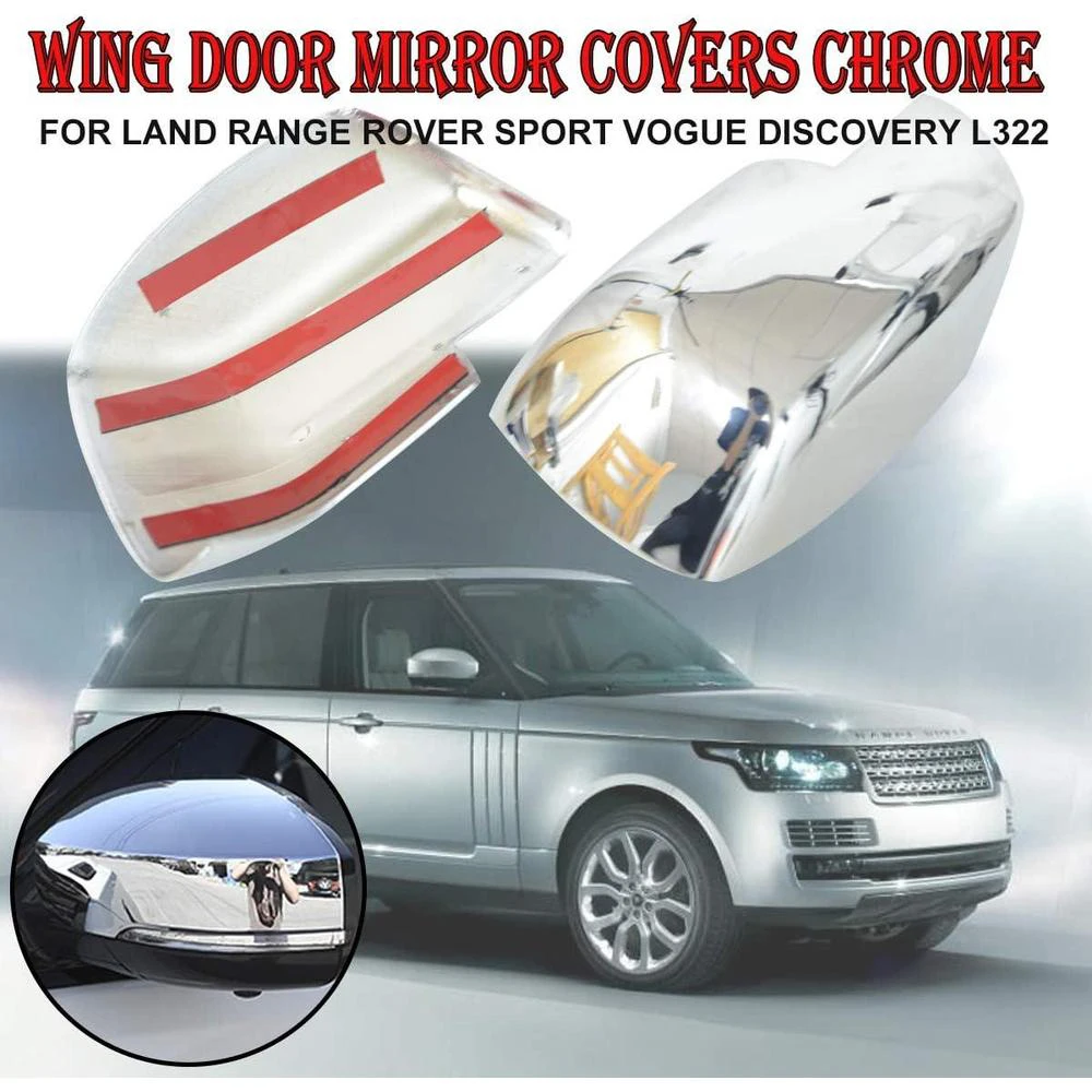 

2Pcs Car Door Side Wing Rearview Mirror Cover Cap Trim Chrome For Land Rover Discovery Freelander 2 Range Rover Sport