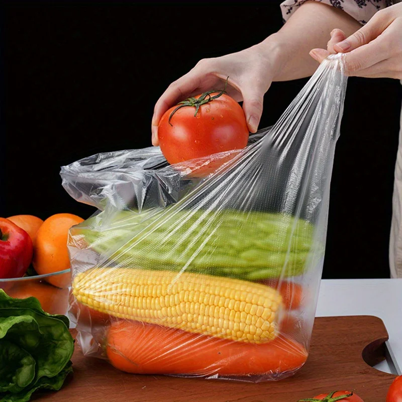 200 Stück Große Transparente Lebensmittel-Aufbewahrungsbeutel | Robust und Sicher für Obst, Gemüse und Frischprodukte, Ideal für die Küchenorganisation – Detail 8