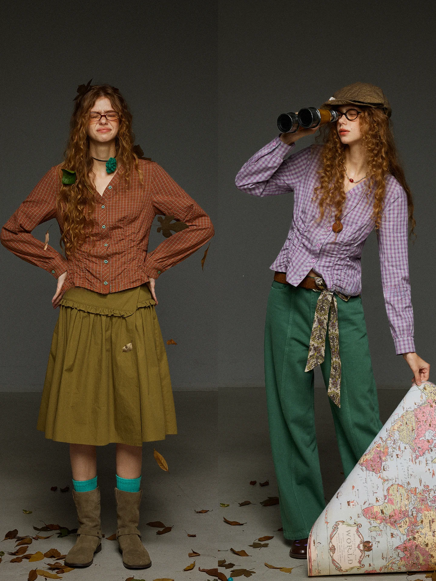 

TNIT Retro Plaid irt Women's Slim Fit ort Sve V-Ne Long Sve Spring Faion Design Casual Breathable Top