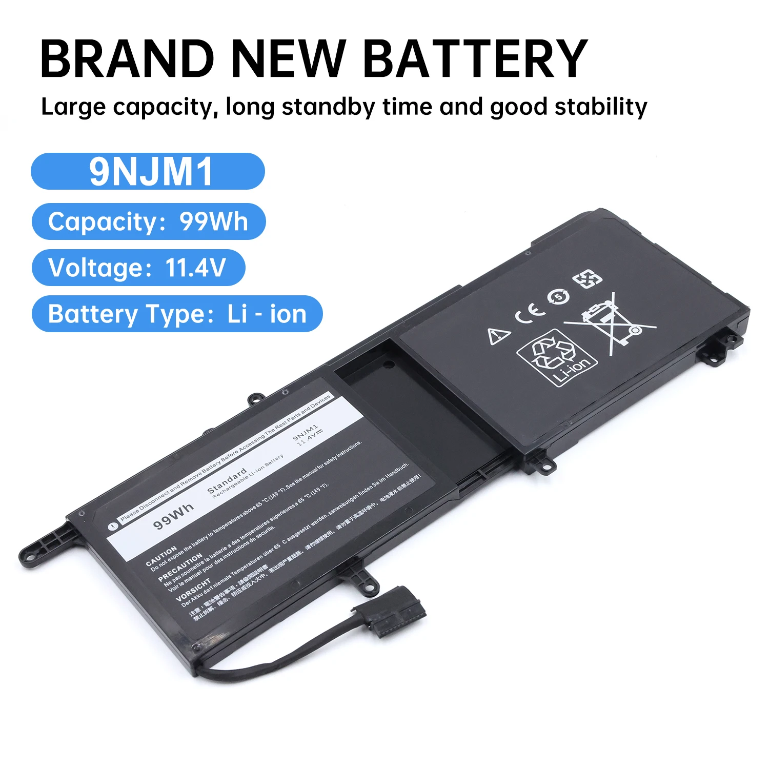 

9njm1 Laptop Battery 8684mAh For DELL Alienware 15 R3 R4 17 R4 R5 Series P31E P69F 44T2R HF250 MG2YH 11.4V 99WH