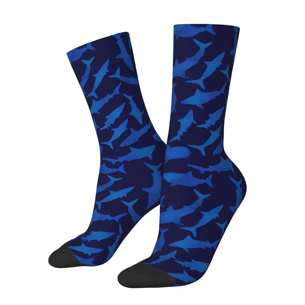 Blue Shark Stockings Animal Print Design Kawaii Socks Winter Non Slip Socks Couple Running Sports Breathable Socks