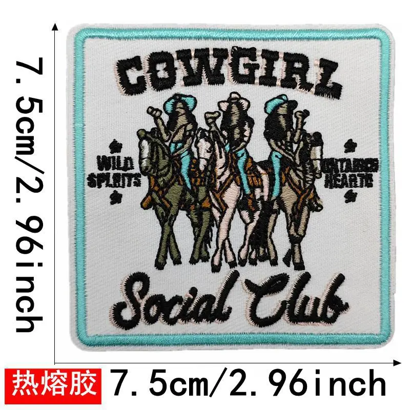 Cowboy Badge Iron on Patches Embroidered  Applique Clothing Accessories