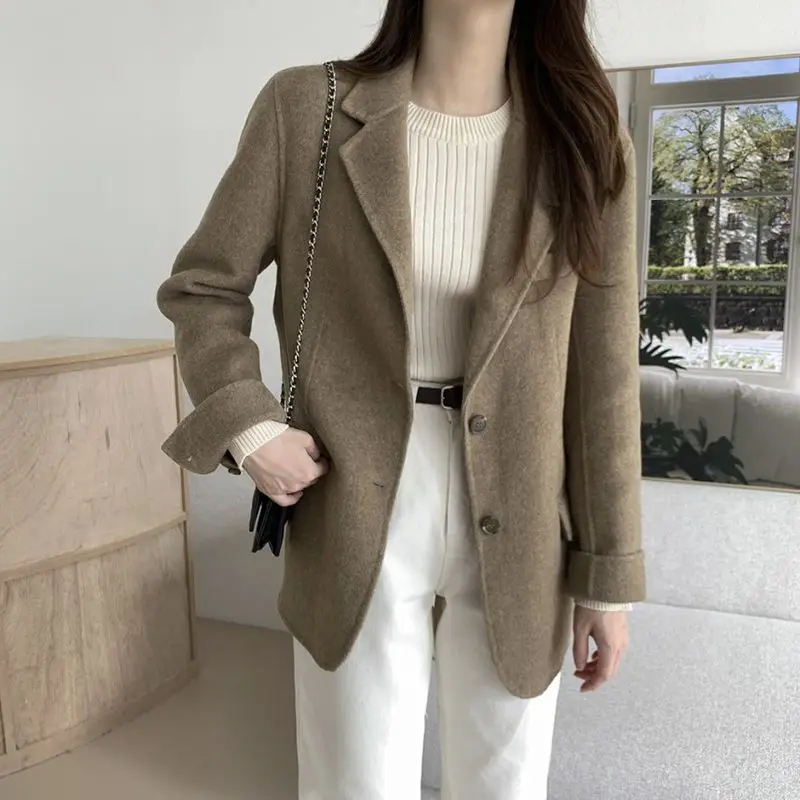 

UNXX Winter Loose Women Blazer New Fashion Office Ladies Button Up Turn Down Collar Coats Female Vintage Long Sleeve Chic Jacket