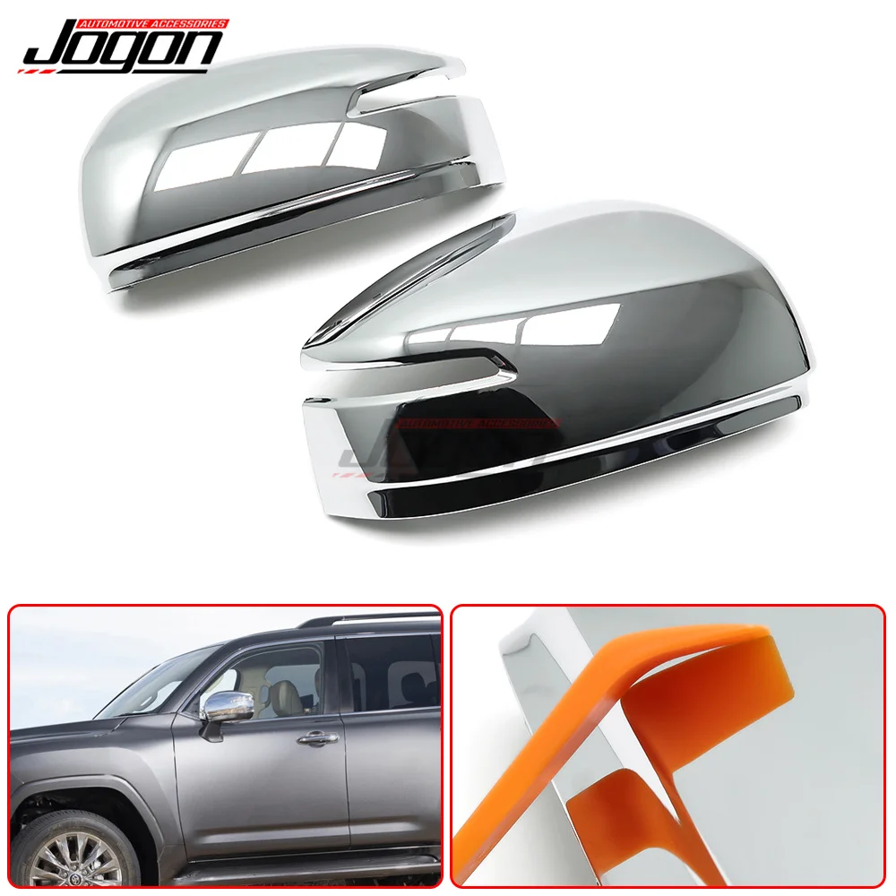 

For Toyota Land Cruiser 300 Series LC300 2022 Car Rearview Mirror Cover Accessories Attach-ON A Pair ABS Chrome Side Mirror Caps