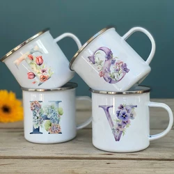 Caneca floral inicial personalizada do alfabeto, chá e café do monograma, esmalte canecas, bonito, apreciação, obrigado, casamento, presentes de aniversário