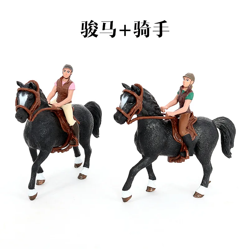 Simulation equestrian character competitive rider jockey horse knight farm ornament model children's animal toy gift