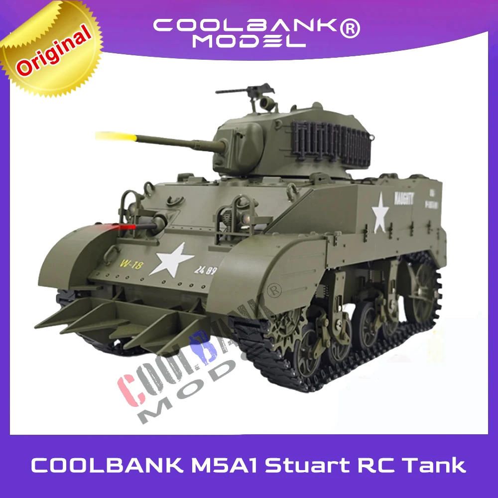 

COOLBANK RC Tank 1/16 Scale 2.4ghz U.S. M5A1 Stuart Light Tank Model, Remote Control Tanks with Sound and Light for Boys Adults