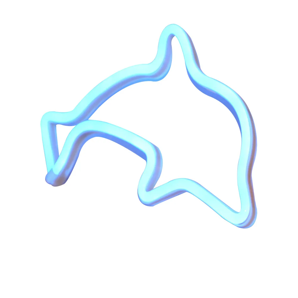 ضوء ليلي على شكل دولفين على شكل نيون، أبيض خفيف الوزن، مصباح آمن لتزيين سطح المكتب وغرفة النوم، مصباح ليلي للإضاءة المحيطة #2