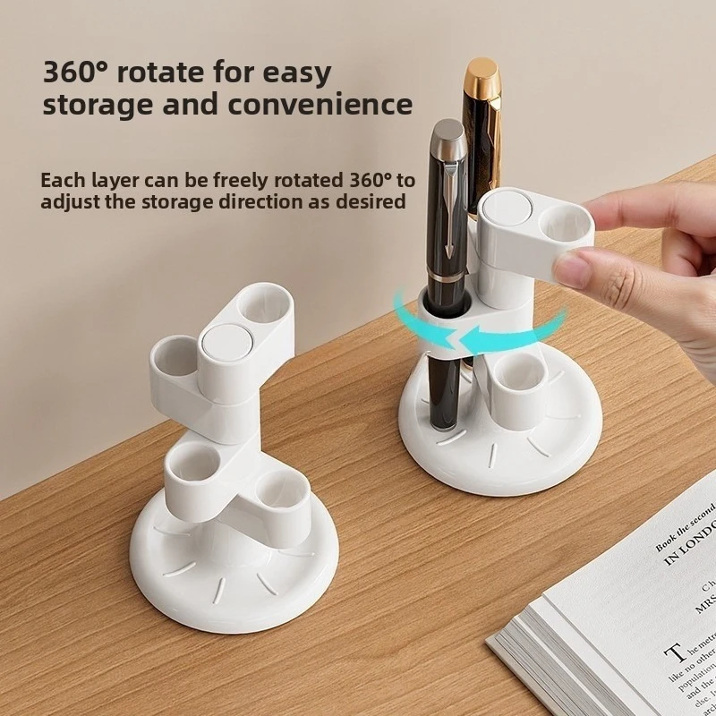 360°Rotating Pen & Makeup Brush Organizer,Multi-Compartment Desktop Storage Holder for Office Supplies,Cosmetics, LipsticksTools