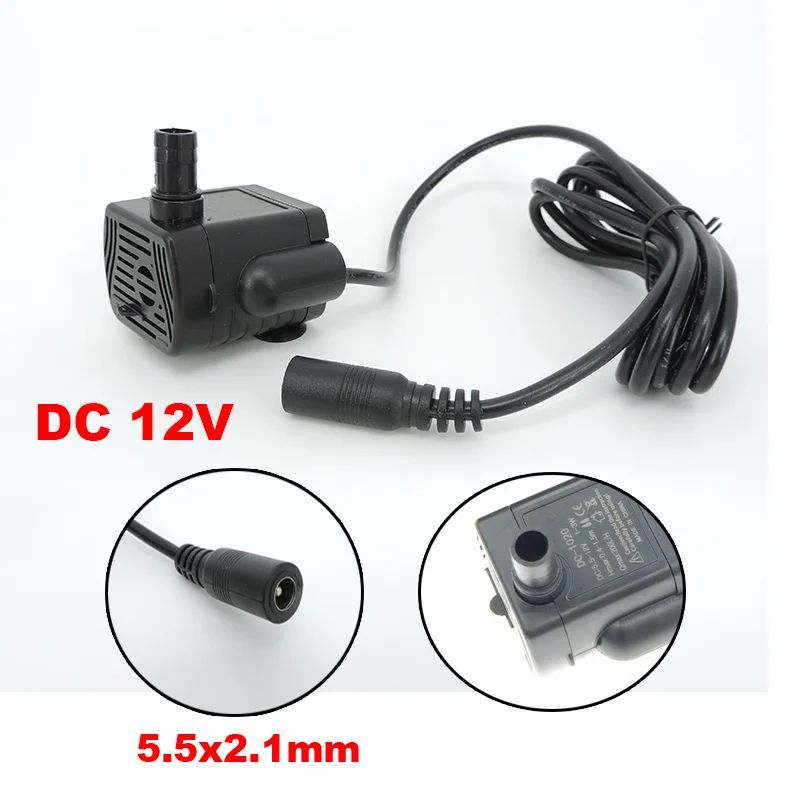 

DC 12V Micro Water Pump Cycle Brushless Motor Diving Pump 3W 200L/H for Hydroponic Vegetable Planting Craft Fountain 5.5x2.1mm