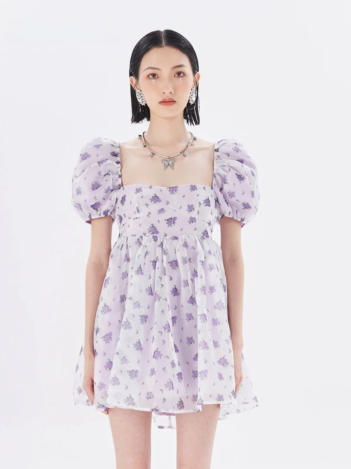 

Платье Princ Sle с цветочным принтом и рукавами-фонариками, из полиэстера, свободного кроя, А-силуэт, для женщин