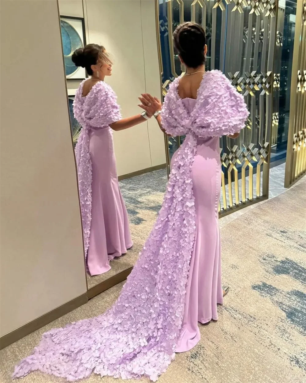 Customized Formal Dress Saudi Arabia Prom Sweetheart Mermaid Floor Length Skirts Draped Applique Print Flower Bespoke Occasion D