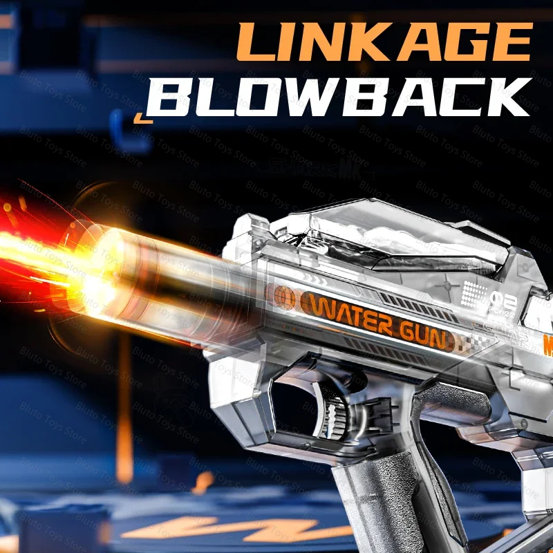 Electric Water Gun with Flame Light Effect & Linkage Blowback Automatic High Pressure Water Blaster Toy for Kids Adults Summer view 6