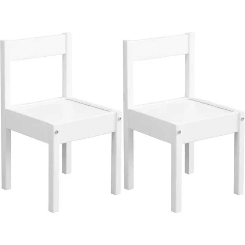 

Child 3-Piece Dry Erase and Wood Activity Table Chairs Set, White, 25" x 19" 18", Age 1 to 5 years old