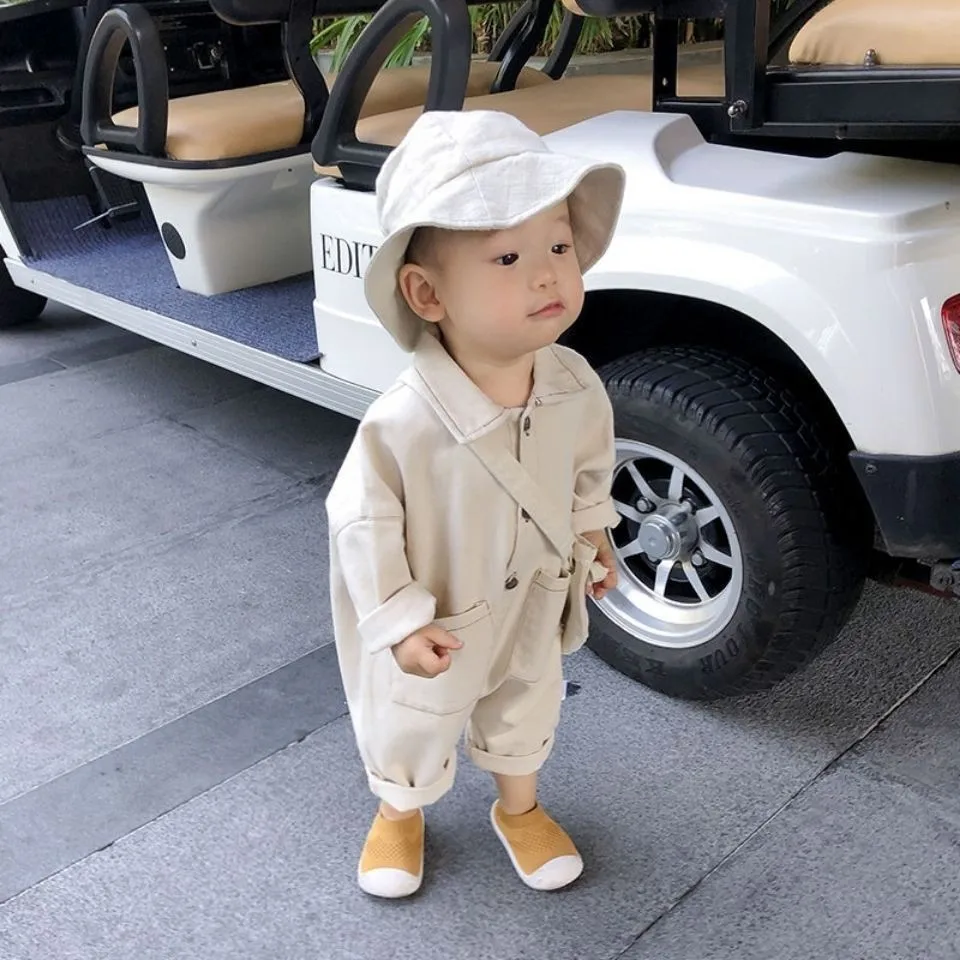 Spring And Autumn Infant Baby Boys And Girls Denim Solid Romper Long-sleeved Soft Cute Kids Onepiece Fashion Baby Clothing