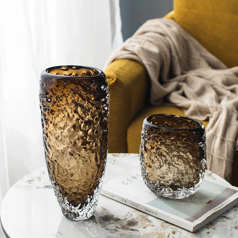 Amber Glass Vase, Hydroponic Plant Flowerpot, Desktop Decoration Flower Arrangement, Glass Container, Living Room Decoration