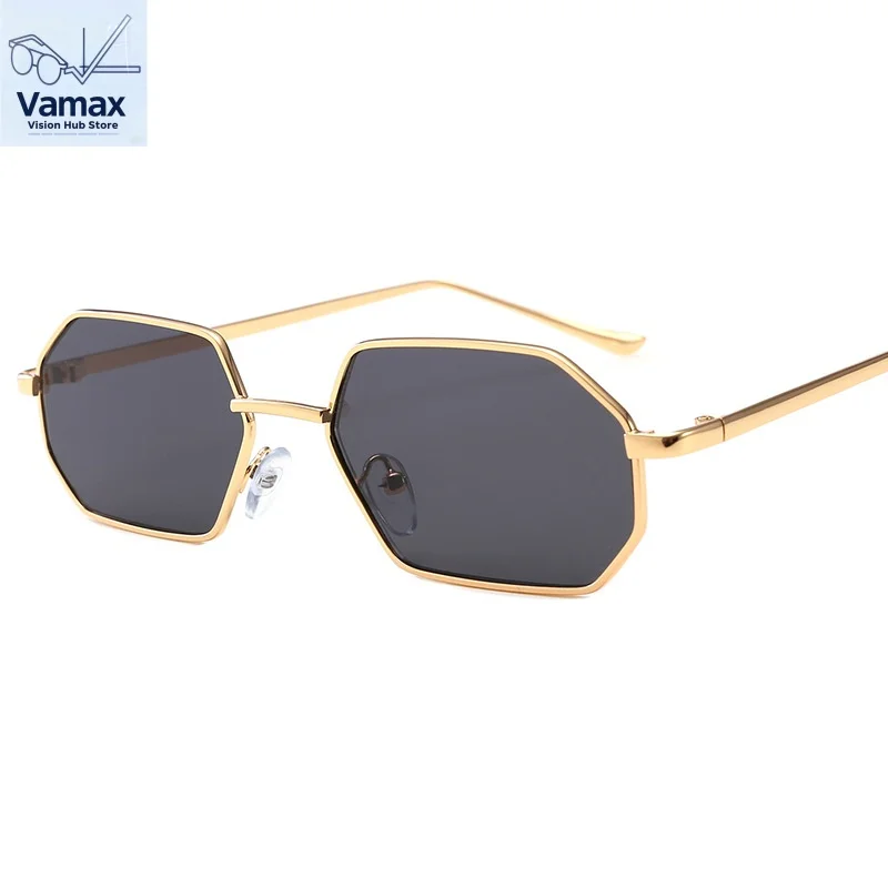 

VAMAX Unisex Small Square Metal Sunglasses Ocean Gradient Lenses UV400 Vintage Style