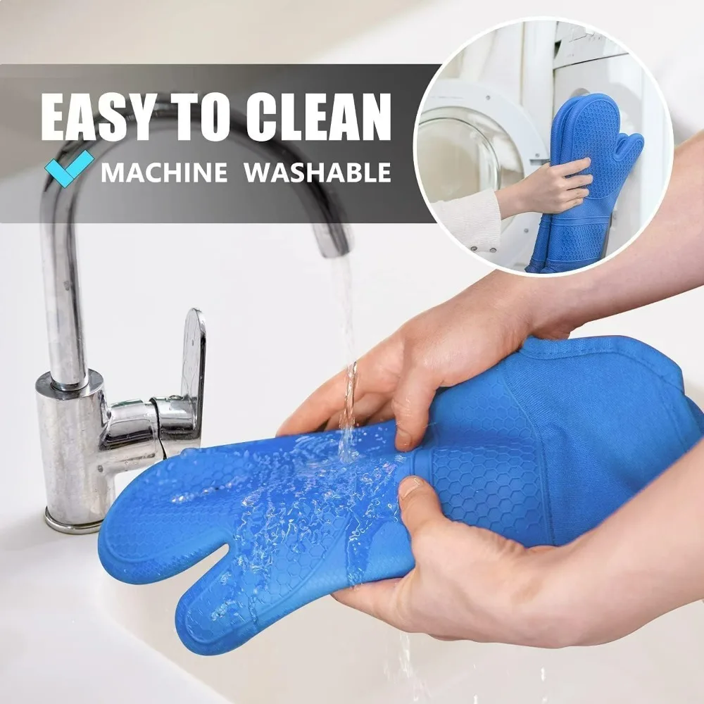 

6 шт. наборы рукавиц для духовки и подставок для кастрюль для кухни, удлиненные нескользящие силиконовые перчатки для духовки, термостойкие подставки для прихватки на 500 градусов