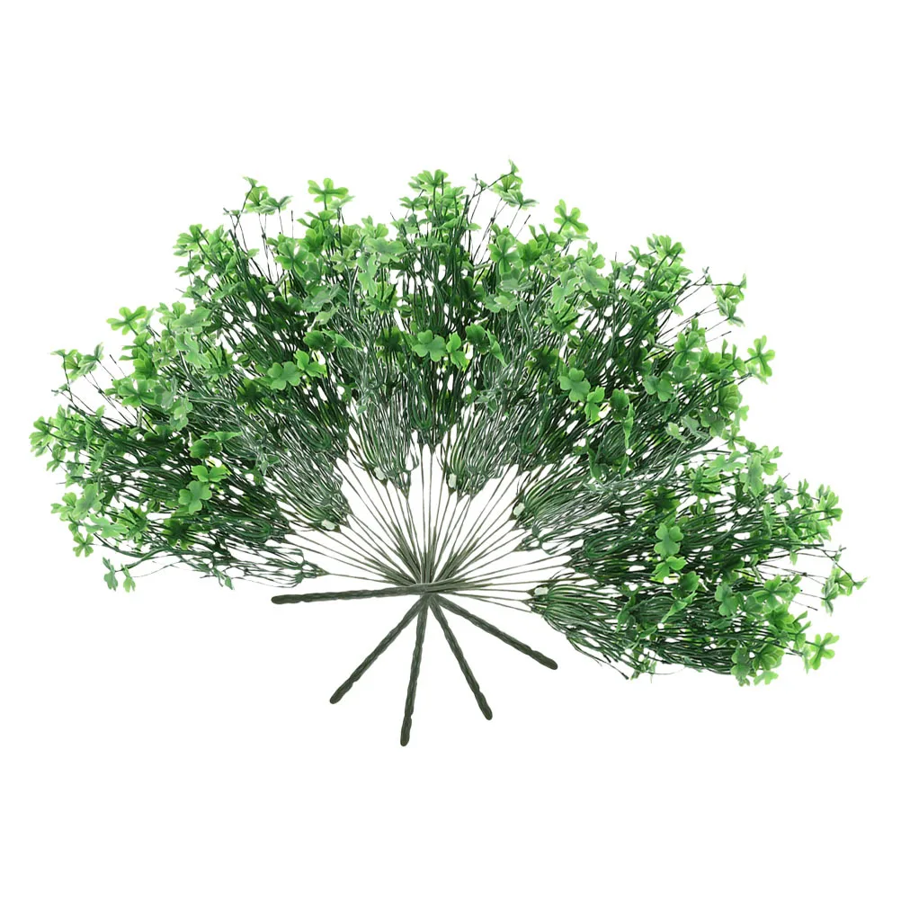 

5Pcs Artificial Four Leaf Clover Faux Lucky Grass Green Leaves for Indoor Outdoor Garden Wedding Decorations Table Centerpieces