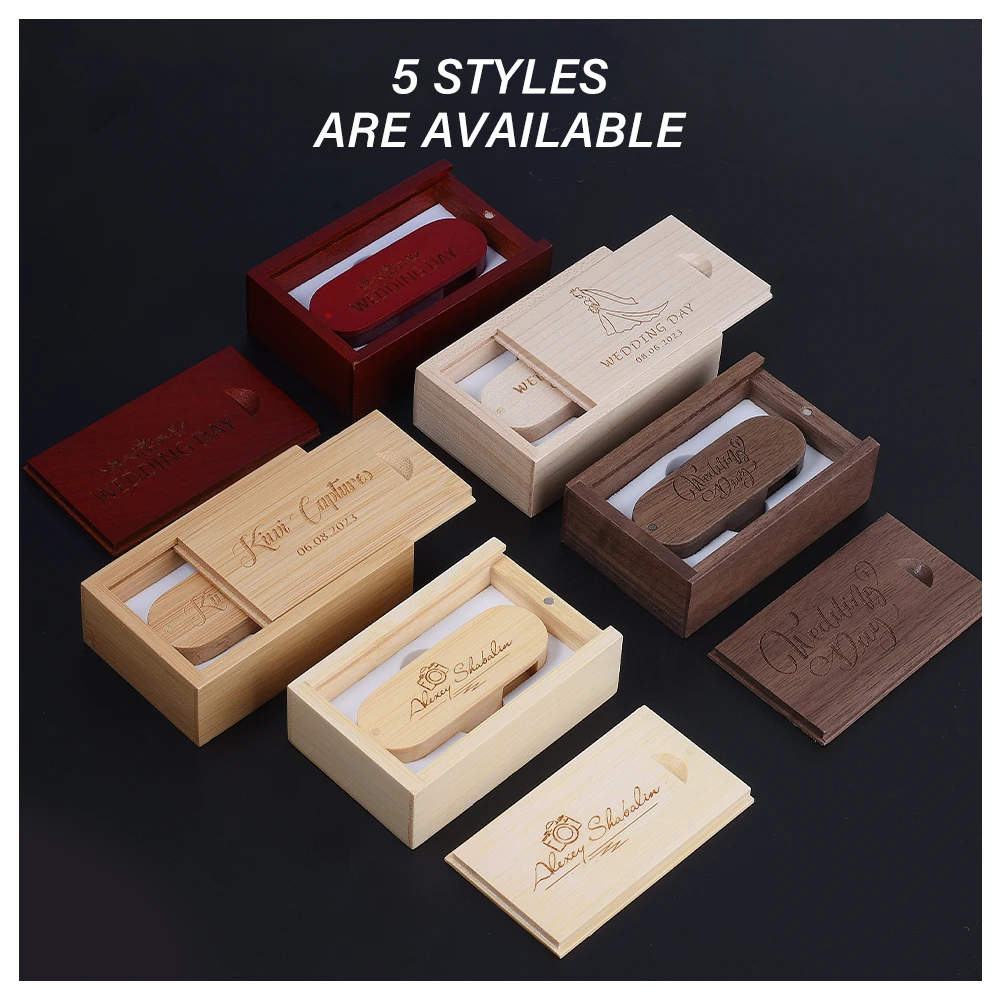 50pcs/lot Business Wooden Pendrive 8G16GB 32GB Rotatable USB2.0 Flash Drive Memory Stick 128GB 64G Wedding Gift Free Custom Logo