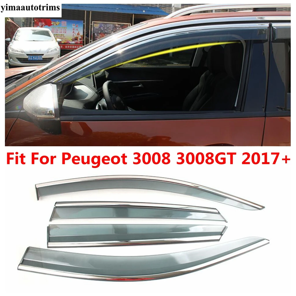 For Peugeot 3008 3008GT 2017 - 2023 Car Weather Shield Window Visor Sun Rain Deflector Guard Decoration Accessories Exterior Kit