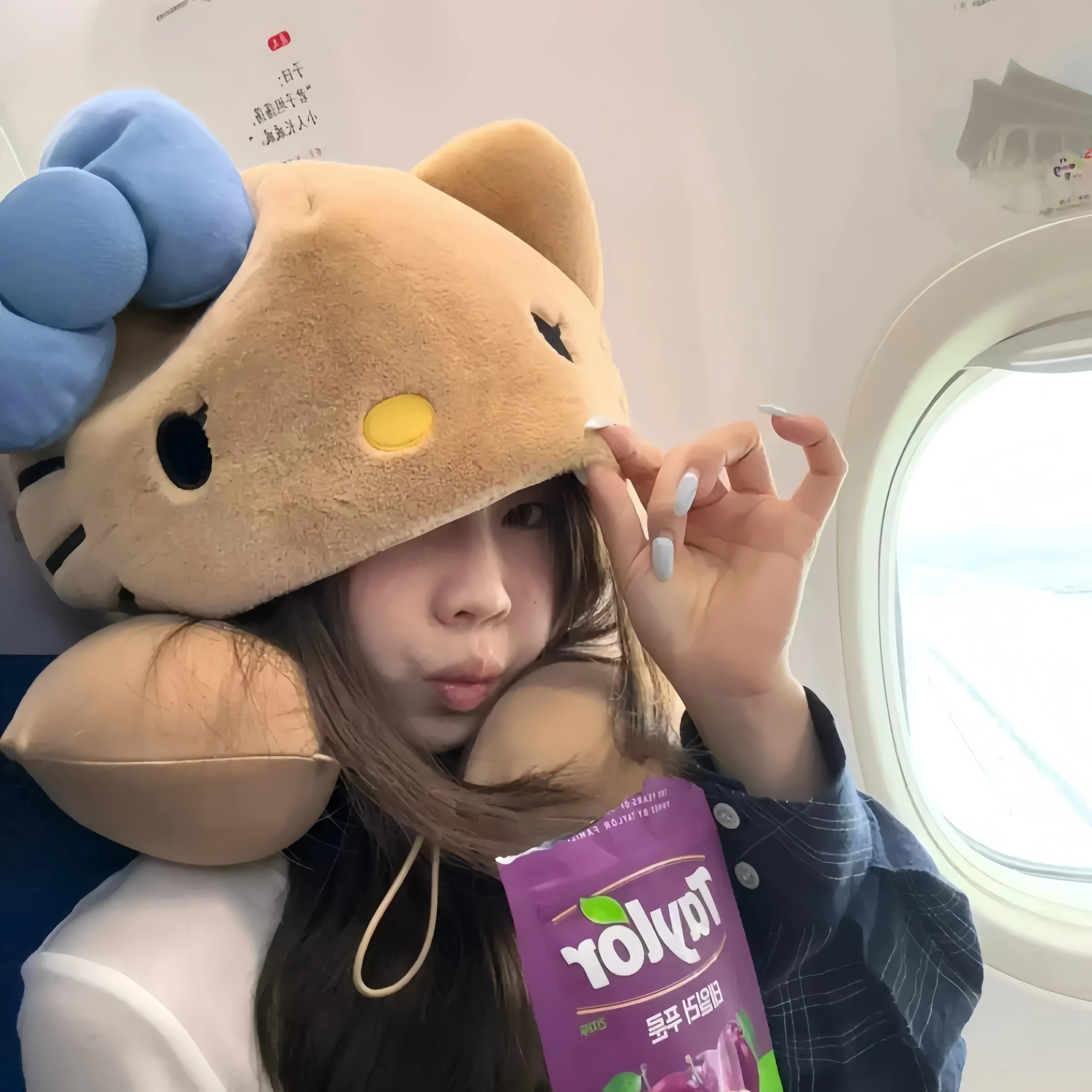 

Sanrio Hello Kitty Hooded U-shaped Pillow Cozy Plush Blackout U-Shaped Pillow for Travel Rest Nap Sleeping Airplane Car Gifts