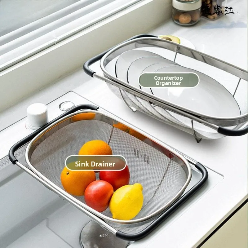 

Stainless Steel Drain Basket New Model Kitchen Sink Vegetable Washing Basin Storage Rack Dishwasher Accessories Filter Basket