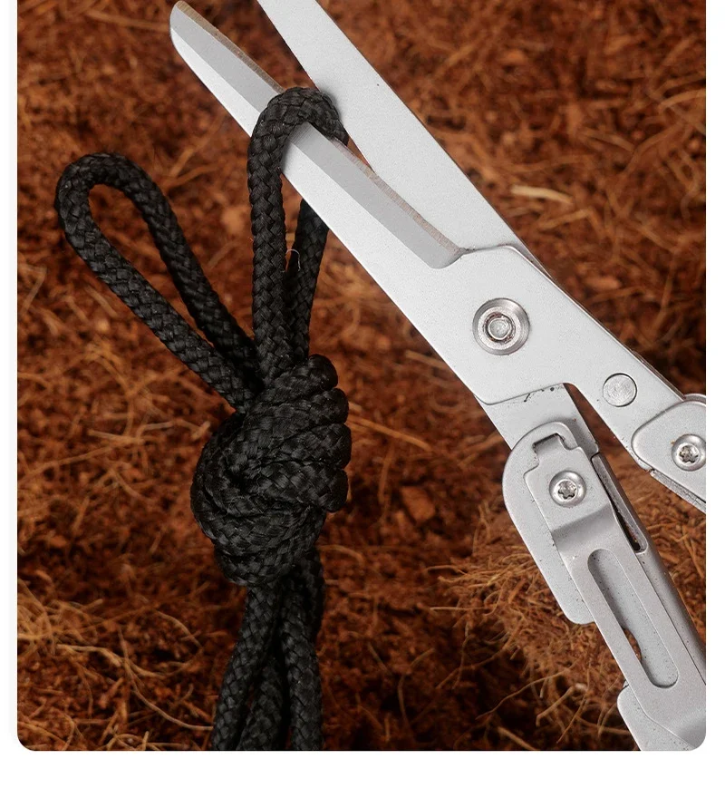 Mini-Multifunktionsschere für den Außenbereich, tragbares Klappmesser, kleines Werkzeug, faltbare Edelstahlschere, Camping – Detail 4