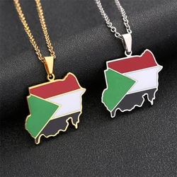 The Republic of South Sudan Map Flag Pendant Necklaces Silver Color/Gold Color Enamel Jewelry South Sudanese Maps Ethnic Gifts