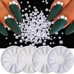 1 Bag Nail Art Rhinestones Half Round Pearl Bead Mixed Size White Half Round Flatback Pearls For DIY Decoration Nail Bead Stones