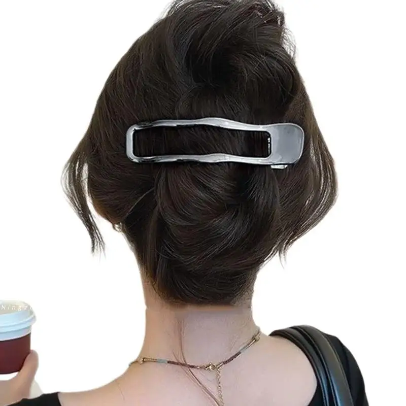 Hohle rechteckige Haarklammern aus Metall, rutschfeste Haarspangen, geometrische Haaraccessoires für den Alltag. – Detail 7