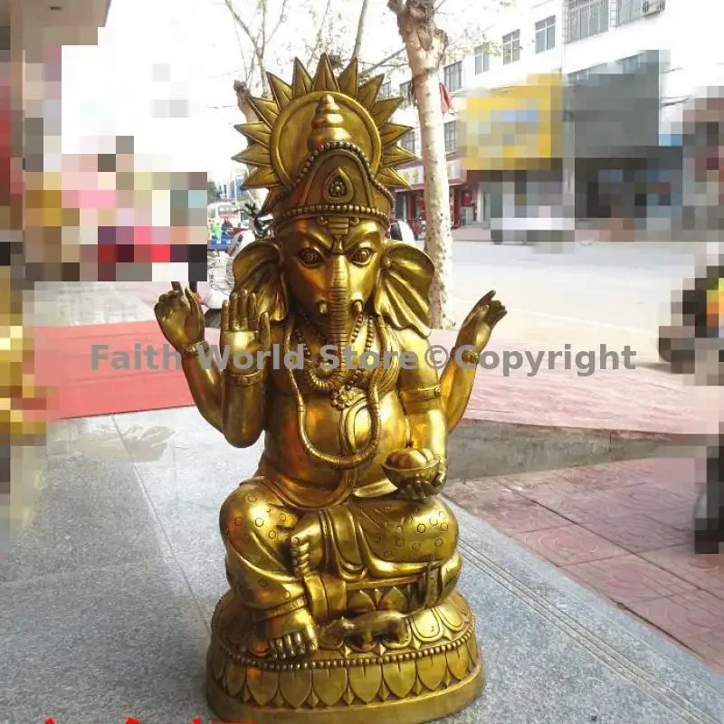 

huge Large Asia Thailand Elephant God of Wealth Ganesh God safety good luck health efficacious protection for temple Shrine