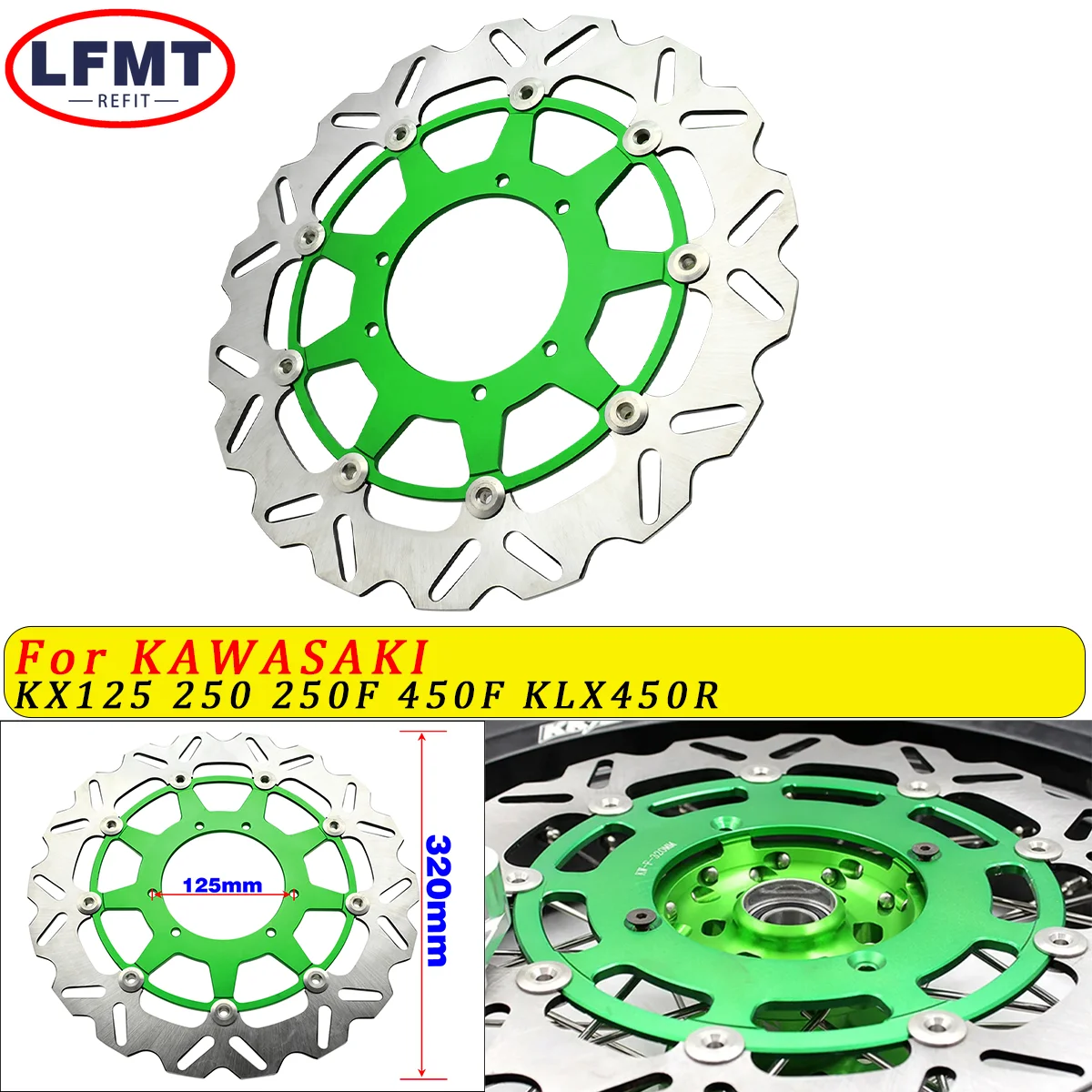 

270/320mm Front Rear Floating Brake Disc Rotor For Kawasaki KX125 KX250 KX250F KX450F KLX450R KX KLX Motocross Motorcycl Parts