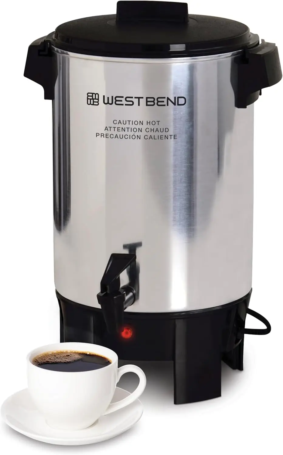 

30-Cup Coffee Urn with Auto Temp Control, Fast Brewing & Easy Clean, Silver