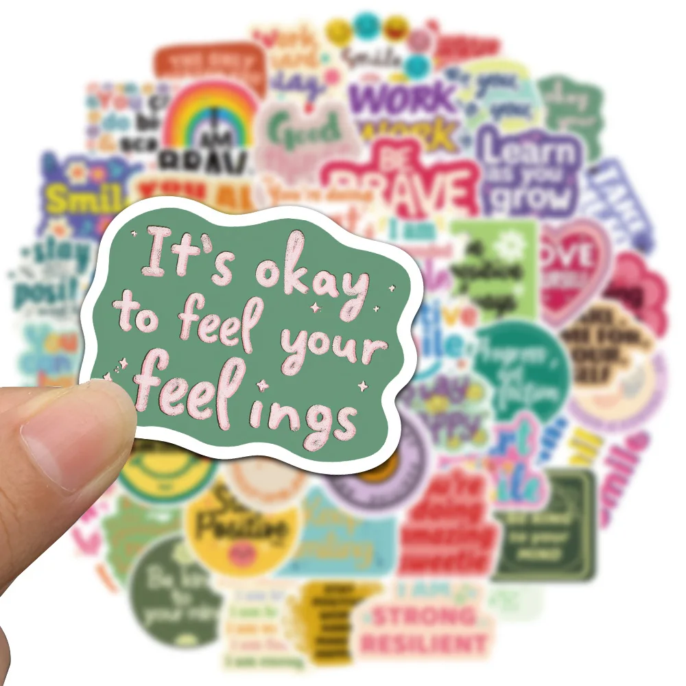 50PCS English Positive Affirmation Creative Graffiti Stickers Phone Guitar Skateboards Notebooks Water Cup Waterproof Decorative