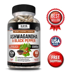 Organic Ashwagandha 1300 Mg - 120 Veggie Caps - Stress Relief, Anti-Anxiety, Improve Mood, Provide Energy