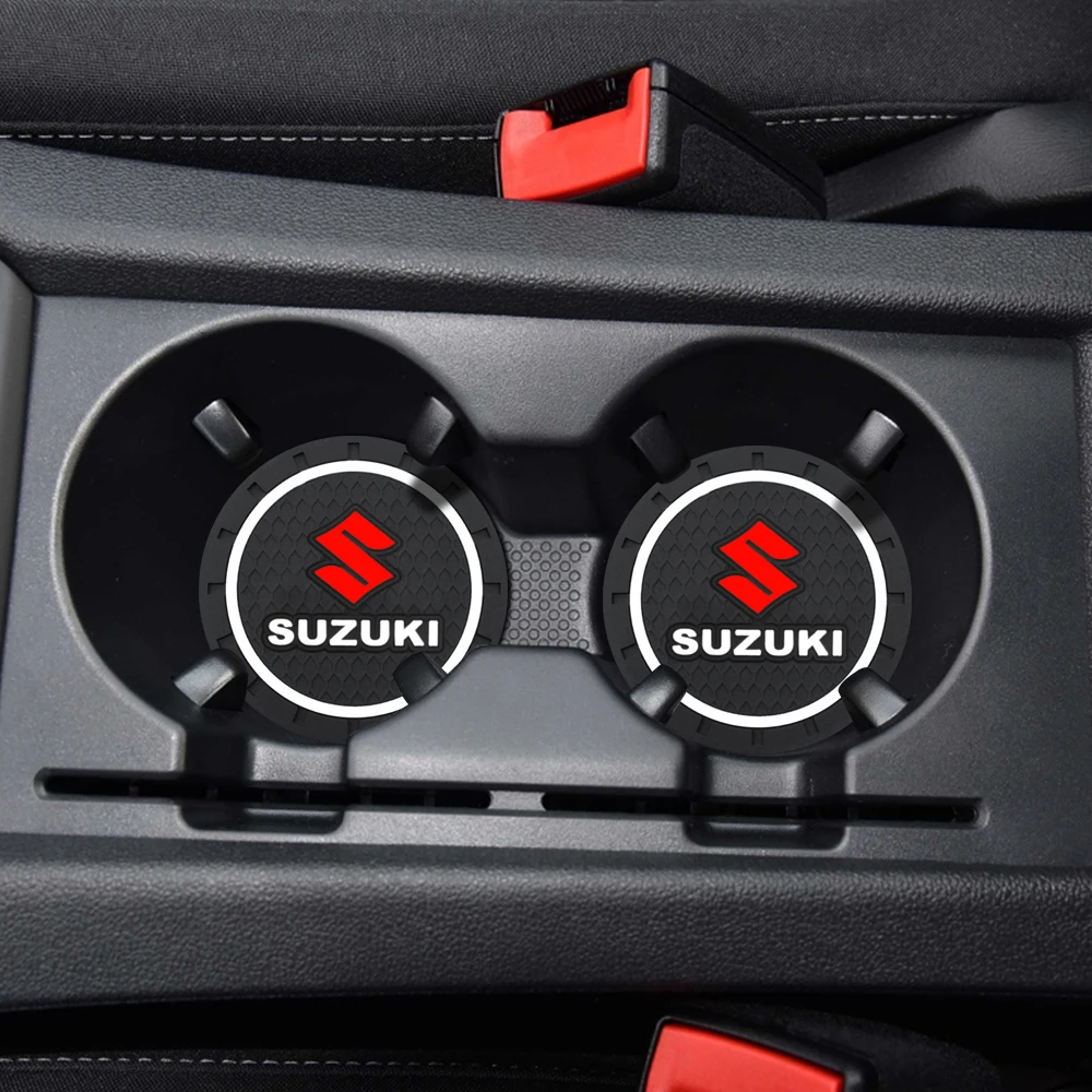 2pcs Non-slip Car Water Cup Pad Coaster Rubber Mat Bottle Holder Interior Accessories For Suzuki Swift Grand Vitara Baleno Jimny