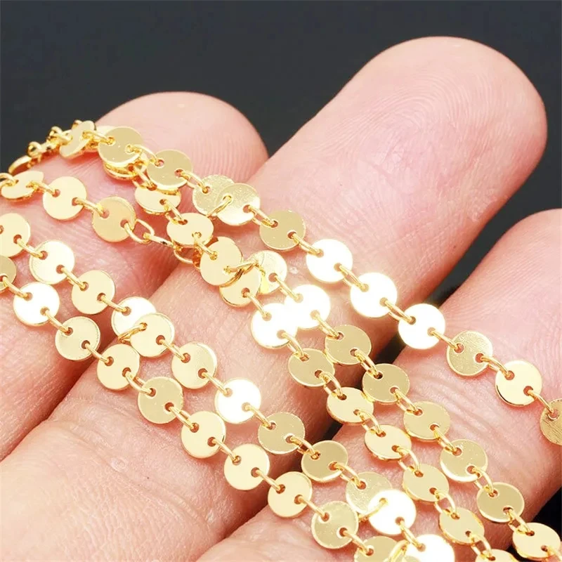 4mm round Sequin Disc 14K Gold Filled Unfinished Chain for DIY Necklace Minimalist Gold Jewelry Making