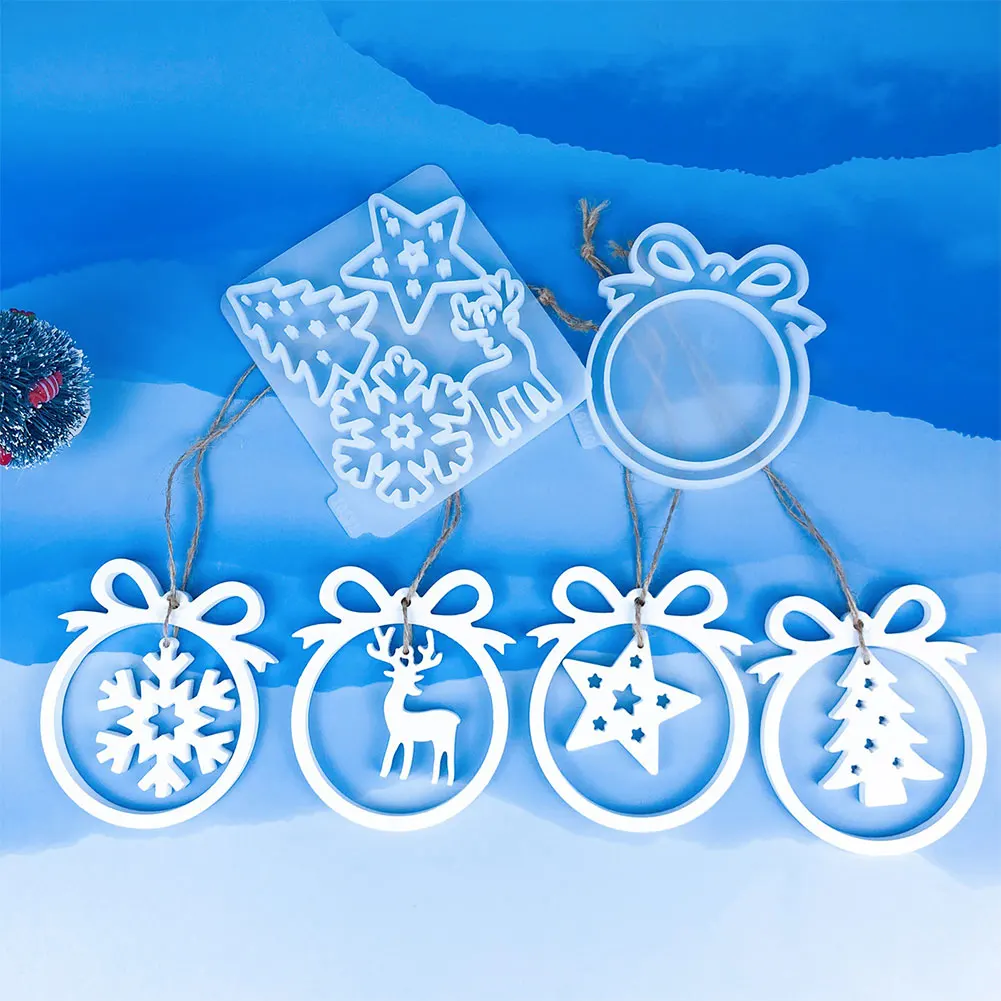 Moldes de silicona para colgantes de Navidad, decoración colgante de Navidad, molde de yeso 3D, molde colgante de Navidad para decoración del hogar