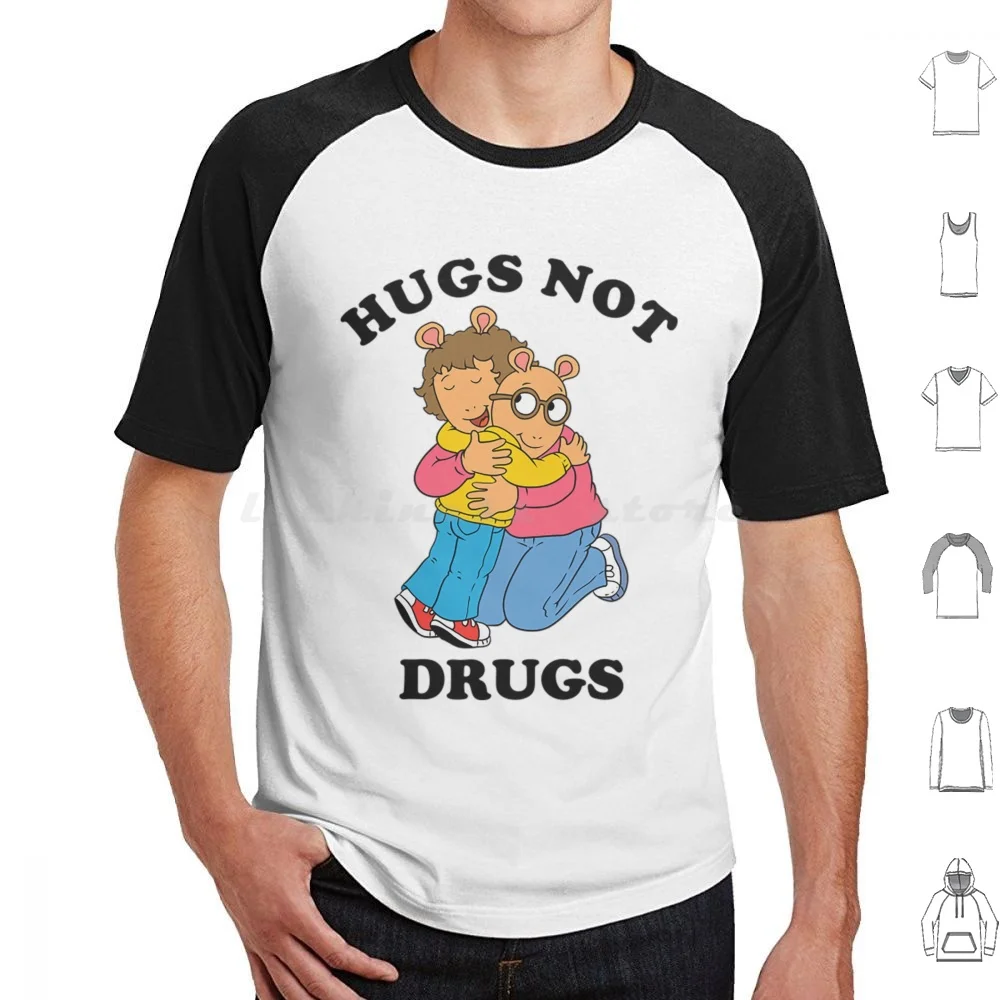 Arthur T-Shirtarthur Hugs Not Drugs T Shirt Big Size 100% Cotton Arthur T Shirtarthur Hugs Not Drugs