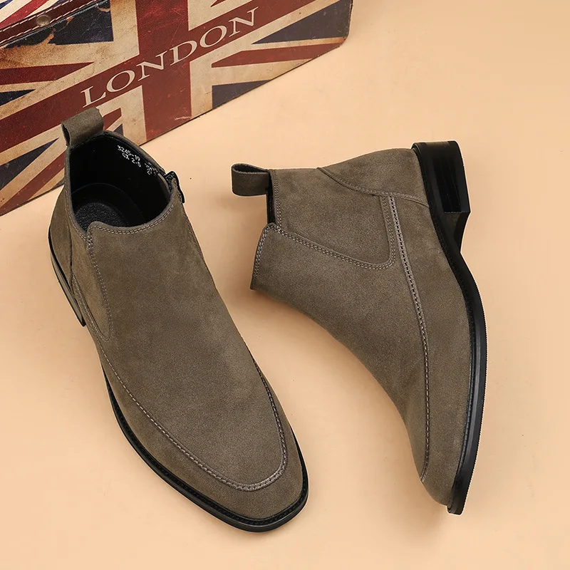 New Autumn Men's Shoes Fashion British-style Casual Leather Boots Korean-style Matte Short Boots Suede Chelsea Boots for Men