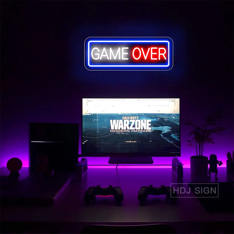 Game on neon sign Game Over neon light Gaming Room Decor Game Zoom Led Lights For bedroom Game room decoration Gifts for Teen