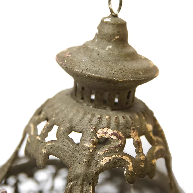 Ceiling Hanging Rustic Charming Metal Candle Holder with Beautiful Crystals Pendant