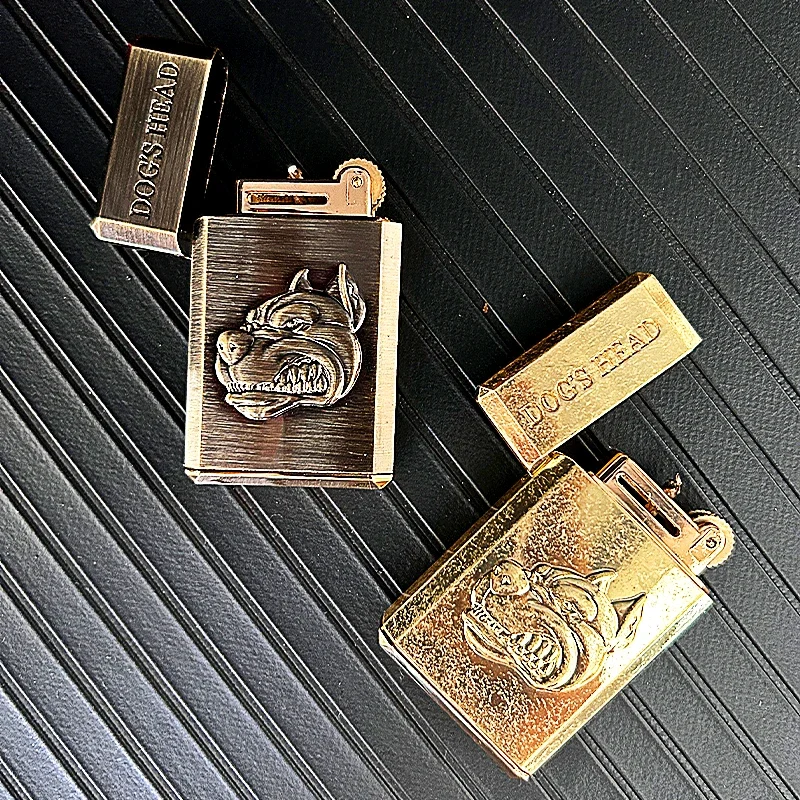 Creative and Personalized Relief Dog Head Old-fashioned Gasoline Lighter, Retro Lightweight Gasoline Lighter,smoking Accessories