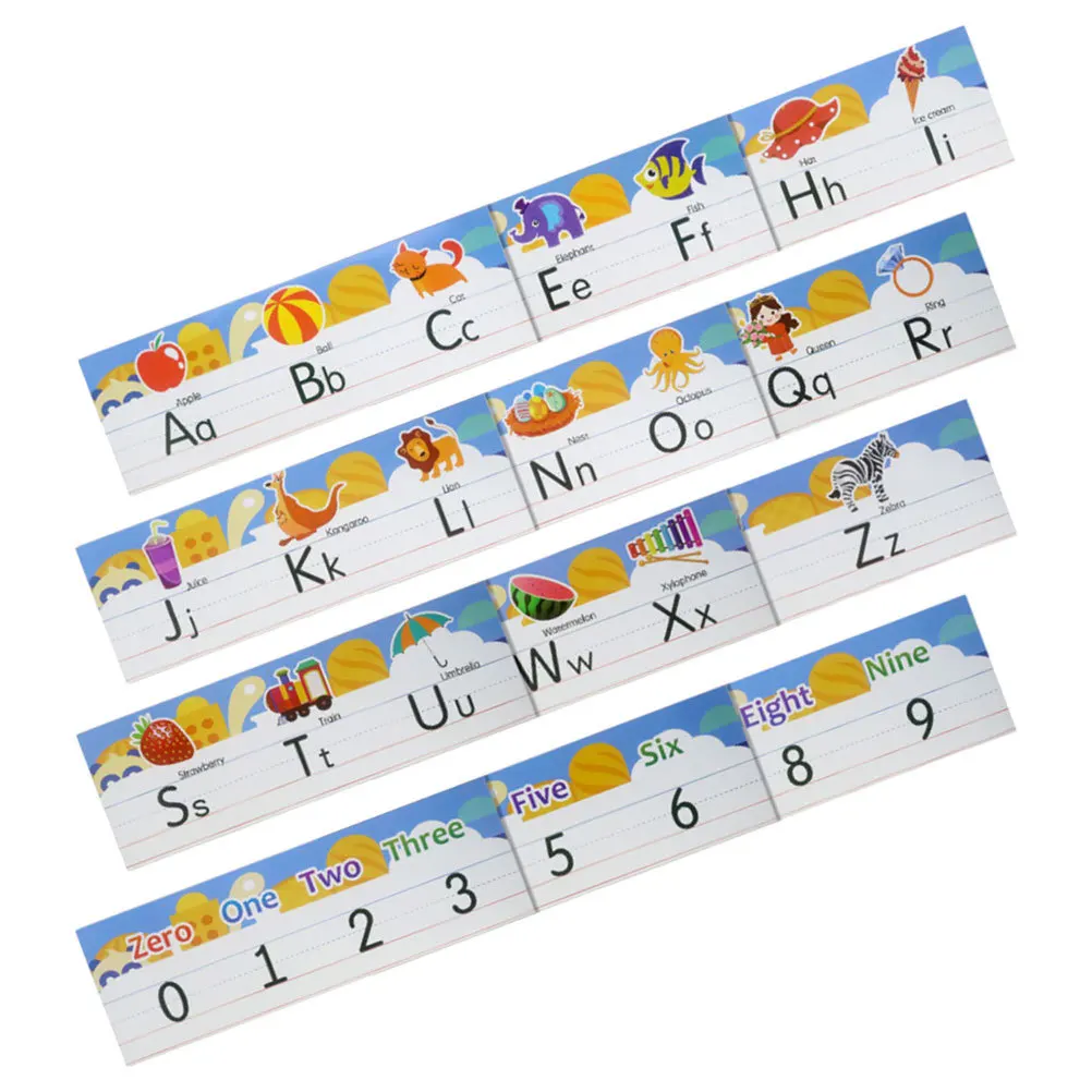 1 set 1 Set 0-9 Numbers 26 English Alphabet Bulletin Board Adhesive Wall Decor For Classroom Number Alphabet Line Teaching Aid