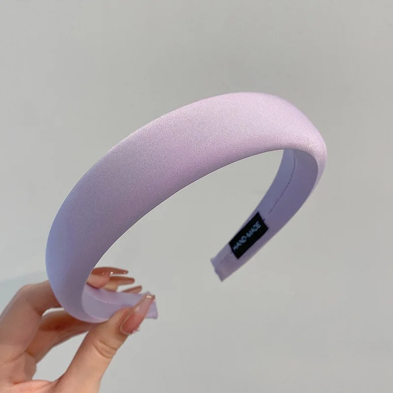3 cm breites Schwamm-Haarband für Mädchen, Frühling/Sommer, Satin, grün, einfarbig, Stirnband, Frucht-Farben, Diademas, Haarbänder für Damen, Kopfband – Detail 7